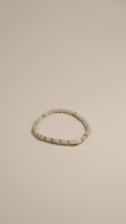 HUSHFOOT Shoushan Stone and Pearl Beaded Bracelet