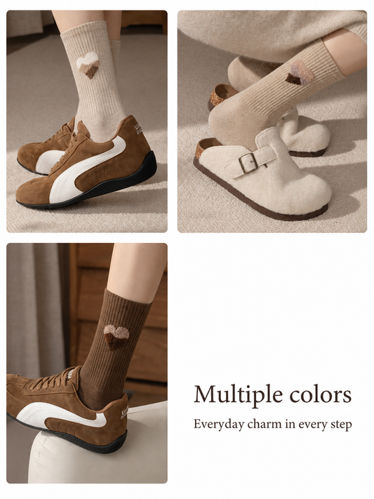 HUSHFOOT Women's Soft Heart Jacquard Socks with Gentle Grip Fit — English product image 1 (SKU 4249)