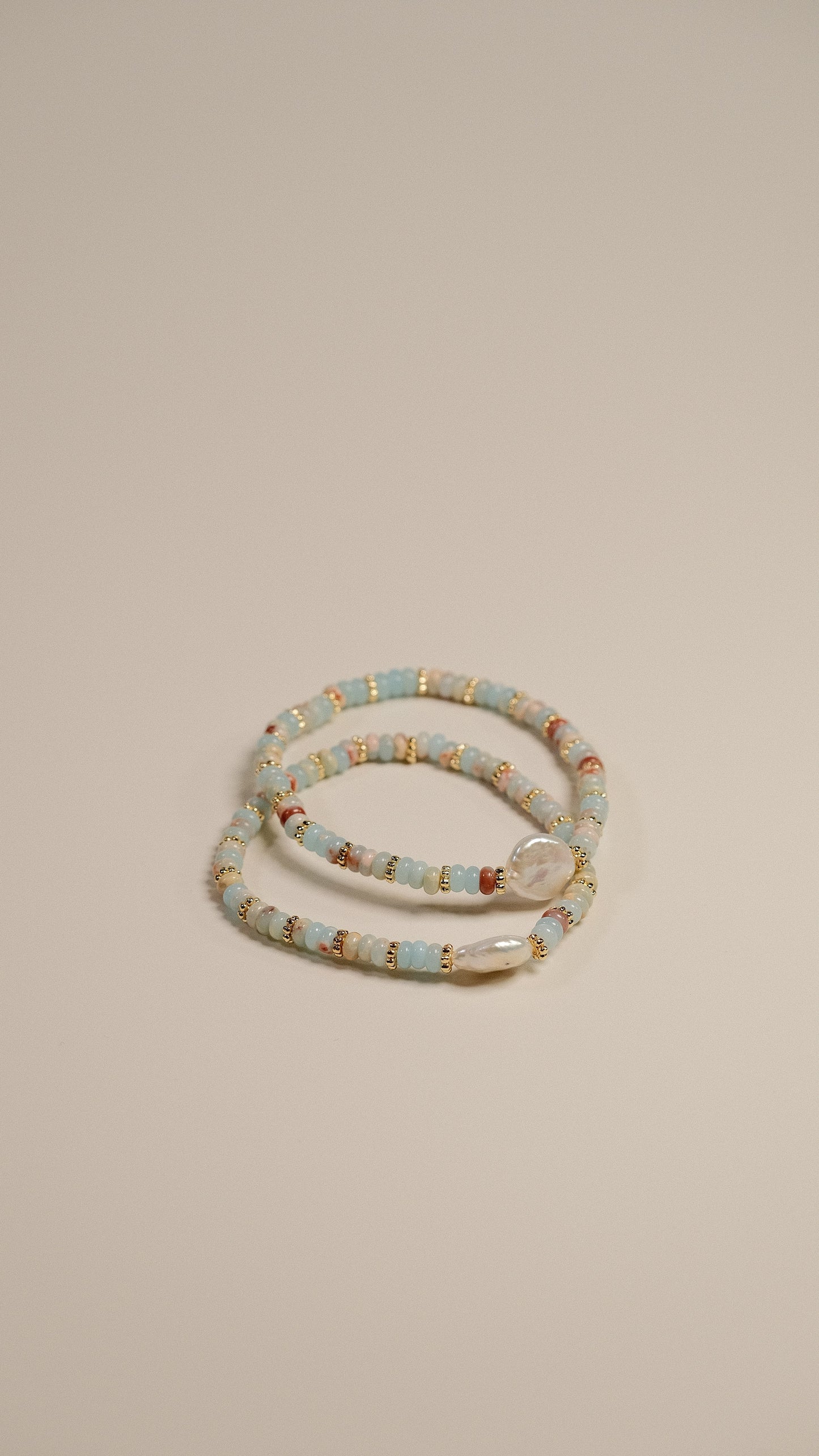 HUSHFOOT Shoushan Stone and Pearl Beaded Bracelet