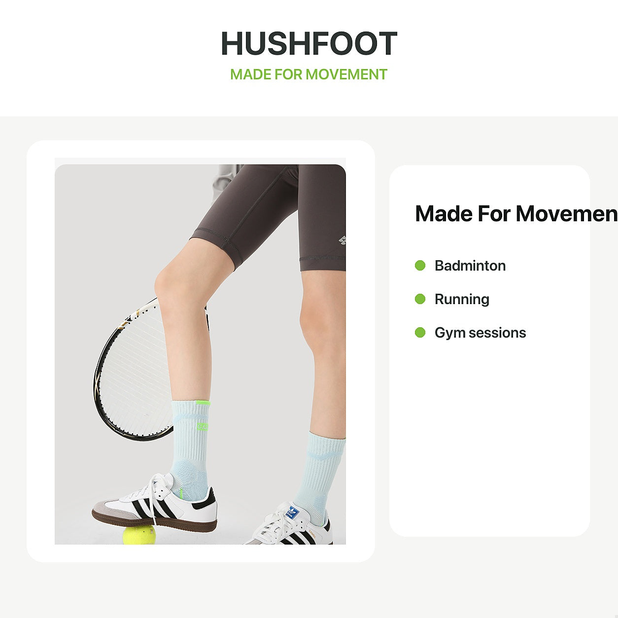 HUSHFOOT sports socks made for movement