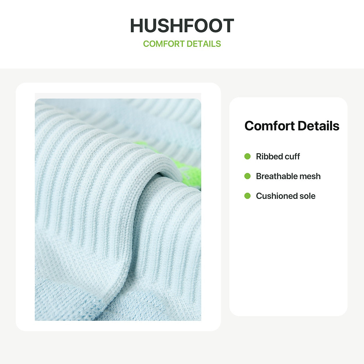 HUSHFOOT sock comfort details