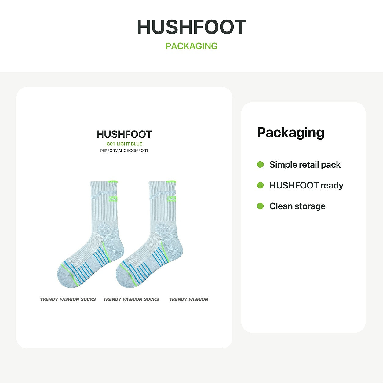 HUSHFOOT sports socks packaging design