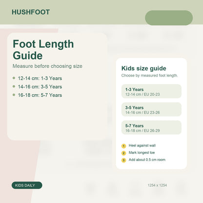 HUSHFOOT kids cotton mesh car socks - Foot Length Guide
