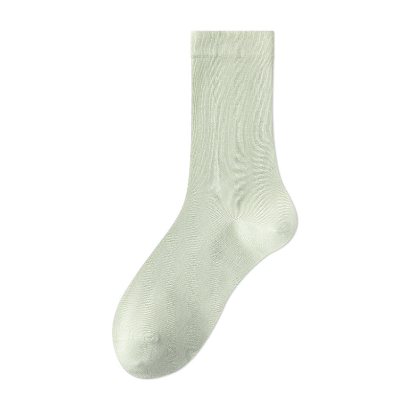 HUSHFOOT mulberry silk blend seamless crew socks in Mint Green