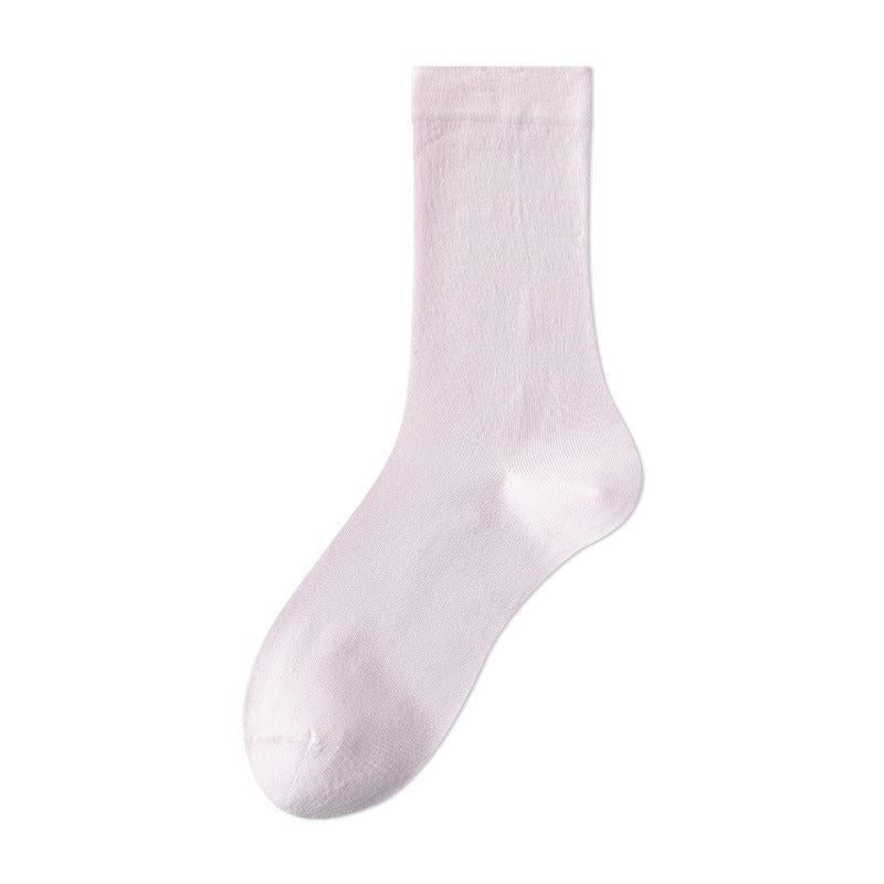 HUSHFOOT mulberry silk blend seamless crew socks in Taro Pink
