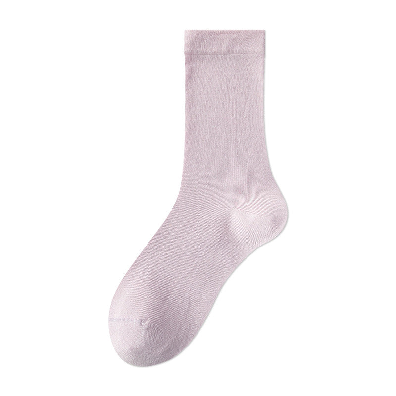 HUSHFOOT mulberry silk blend seamless crew socks in Taro Purple